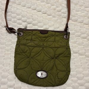 Fossil Olive Quilted Crossbody Bag